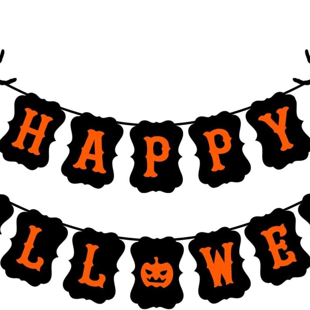 Happy Halloween Banner with Spider Pumpkin Sign for Party Decorations